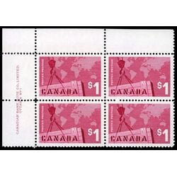 canada stamp 411 crane and map 1 1963 PB UL