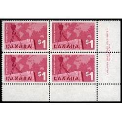 canada stamp 411 crane and map 1 1963 PB LR