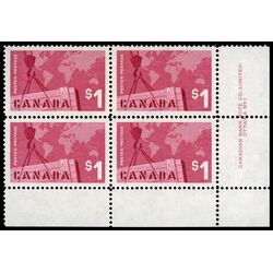 canada stamp 411i crane and map 1 1963 PB LR
