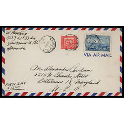 canada stamp 313 stagecoach and plane 7 1951 FDC COMBO 026