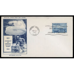 canada stamp 313 stagecoach and plane 7 1951 FDC PC 032