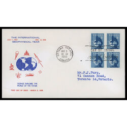 canada stamp 376 microscope 5 1958 FDC BLOCK 034