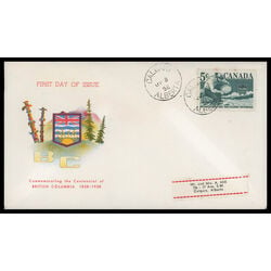 canada stamp 377 miner panning gold 5 1958 FDC PC 054