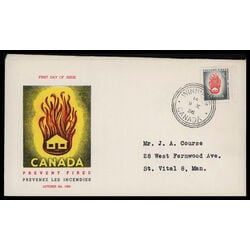 canada stamp 364 house on fire 5 1956 FDC PC 024