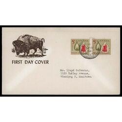 canada stamp 381 oil lamp and refinery 5 1958 FDC PC 026