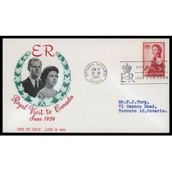 canada stamp 386 queen elizabeth ii 5 1959 FDC PC 055