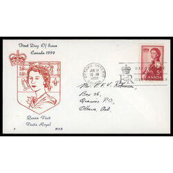 canada stamp 386 queen elizabeth ii 5 1959 FDC PC 061