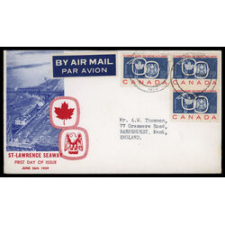 canada stamp 387 seaway and national emblems 5 1959 FDC PC 069