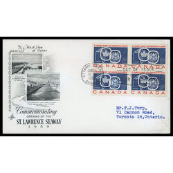 canada stamp 387 seaway and national emblems 5 1959 FDC BLOCK 072