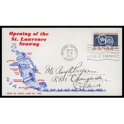 canada stamp 387 seaway and national emblems 5 1959 FDC PC 077