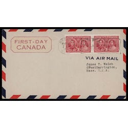 canada stamp 237 king george vi queen elizabeth 3 1937 FDC PC 111