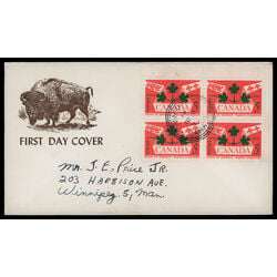 canada stamp 388 national emblems 5 1959 FDC BLOCK 042