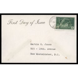 canada stamp 272 logging bc 50 1946 FDC 037
