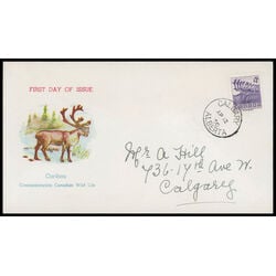 canada stamp 360 caribou 4 1956 FDC PC 020
