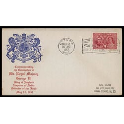 canada stamp 237 king george vi queen elizabeth 3 1937 FDC PC 113