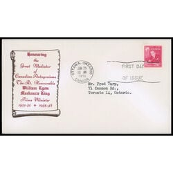 canada stamp 304 william lyon mackenzie king 4 1951 FDC PC 017