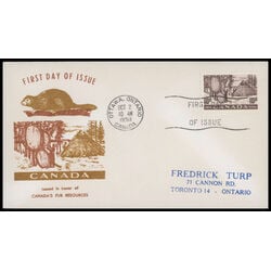 canada stamp 301 drying skins 10 1950 FDC PC 014