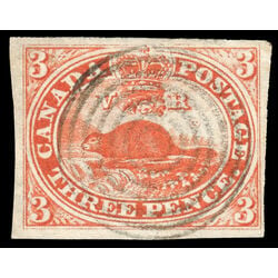 canada stamp 4 beaver 3d 1852 U VF 180