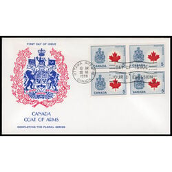 canada stamp 429a canada maple leaf 5 1966 FDC BLOCK 020