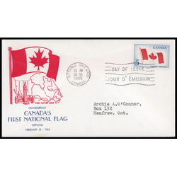 canada stamp 439 canadian flag 5 1965 FDC PC 020