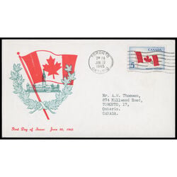 canada stamp 439 canadian flag 5 1965 FDC PC 026