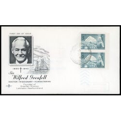 canada stamp 438 sir wilfred grenfell and ship 5 1965 FDC PC 024