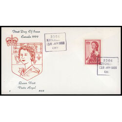 canada stamp 386 queen elizabeth ii 5 1959 FDC PC 065