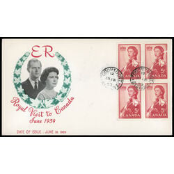 canada stamp 386 queen elizabeth ii 5 1959 FDC BLOCK 066