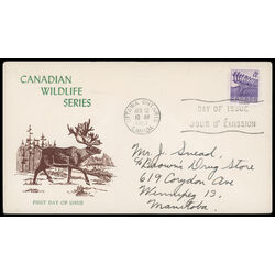 canada stamp 360 caribou 4 1956 FDC PC 021
