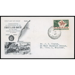 canada stamp 413 postrider and map 5 1963 FDC PC 040