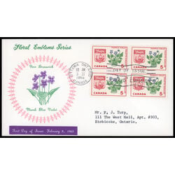 canada stamp 421 new brunswick purple violet 5 1965 FDC BLOCK 016