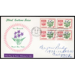 canada stamp 421 new brunswick purple violet 5 1965 FDC BLOCK 017
