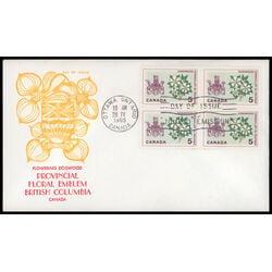 canada stamp 423 british columbia dogwood 5 1965 FDC BLOCK 017
