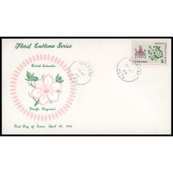 canada stamp 423 british columbia dogwood 5 1965 FDC PC 018