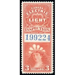 canada revenue stamp fe15 electric light inspection 3 1900