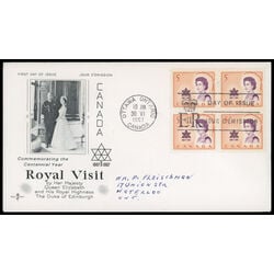 canada stamp 471 queen elizabeth ii and centennial symbol 5 1967 FDC BLOCK 040