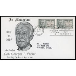 canada stamp 474 governor general vanier 5 1967 FDC PC 022
