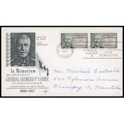 canada stamp 474 governor general vanier 5 1967 FDC PC 025