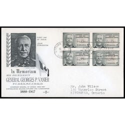 canada stamp 474 governor general vanier 5 1967 FDC BLOCK 026