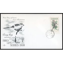canada stamp 478 gray jays 5 1968 FDC PC 024
