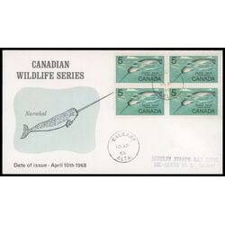 canada stamp 480 narwhal 5 1968 FDC BLOCK 034
