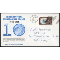 canada stamp 481 rain gauge 5 1968 FDC PC 022
