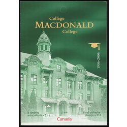 canada stamp bk booklets bk334 macdonald college 2006