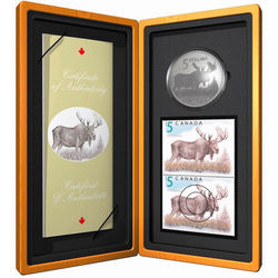 5 moose stamp and coin set