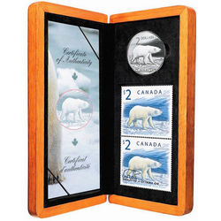 2 polar bear stamp and coin set