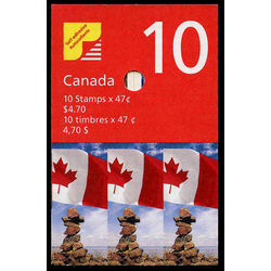 canada stamp bk booklets bk236a flag over inukshuk 2001