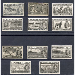 newfoundland stamp 233p 243p set of 11 black plate proofs of the long coronation issue 1937