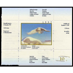 quebec wildlife habitat conservation stamp qw10 snowy owl by claudio d angelo 7 50 1997