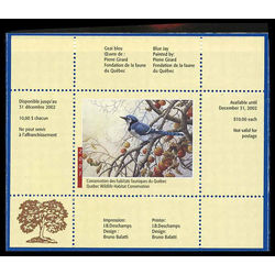 quebec wildlife habitat conservation stamp qw14 blue jay by pierre girard 10 2001