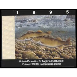 ontario federation of anglers hunters stamp ow3 walleye by curtis atwater 1995